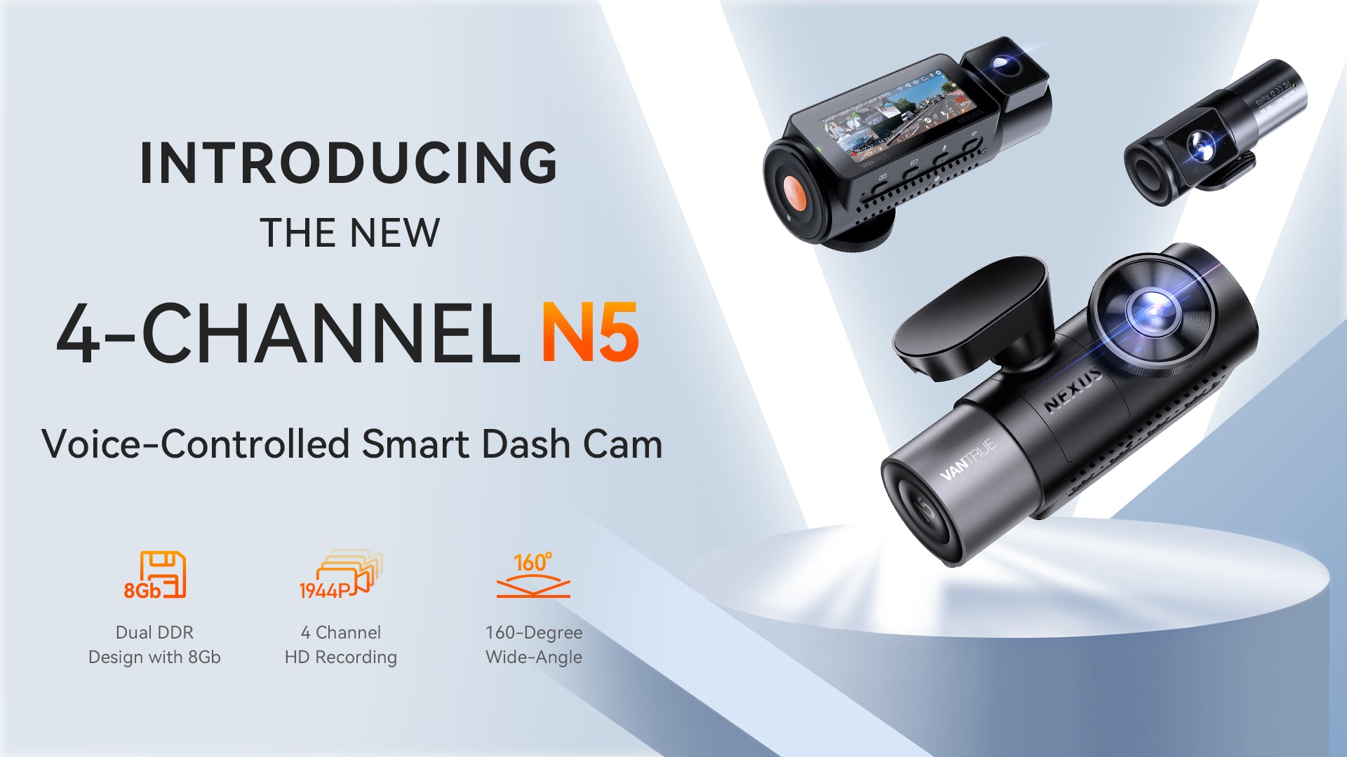 4 Channel WiFi Dash Cam, Vantrue N5-G 2.5K+1080P+1080P+1080P Dash