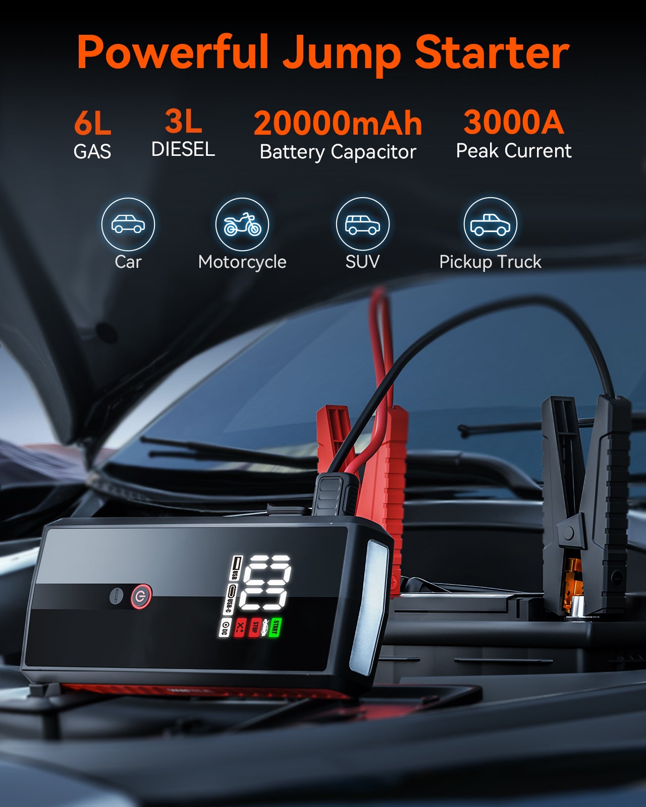 Vantrue JS1 Car Jump Starter - Powerful