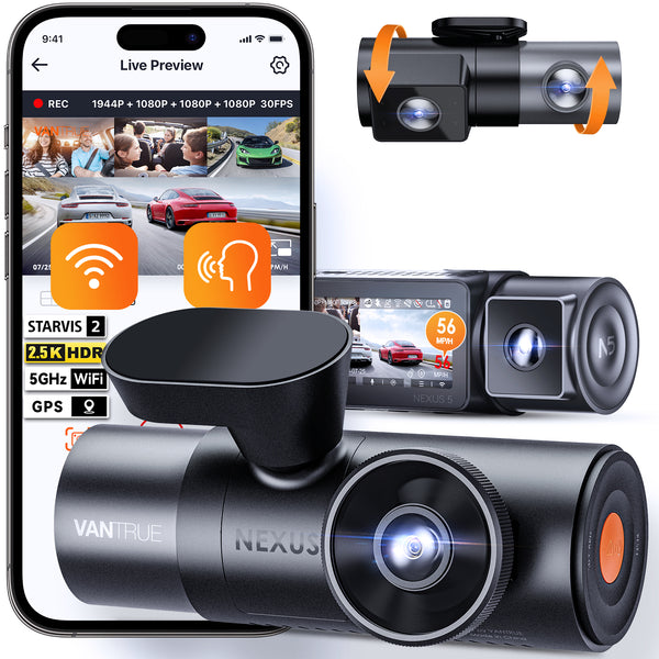 360-Degree Panoramic WIFI Dash Cams 4 Cameras Lens 12 Screen